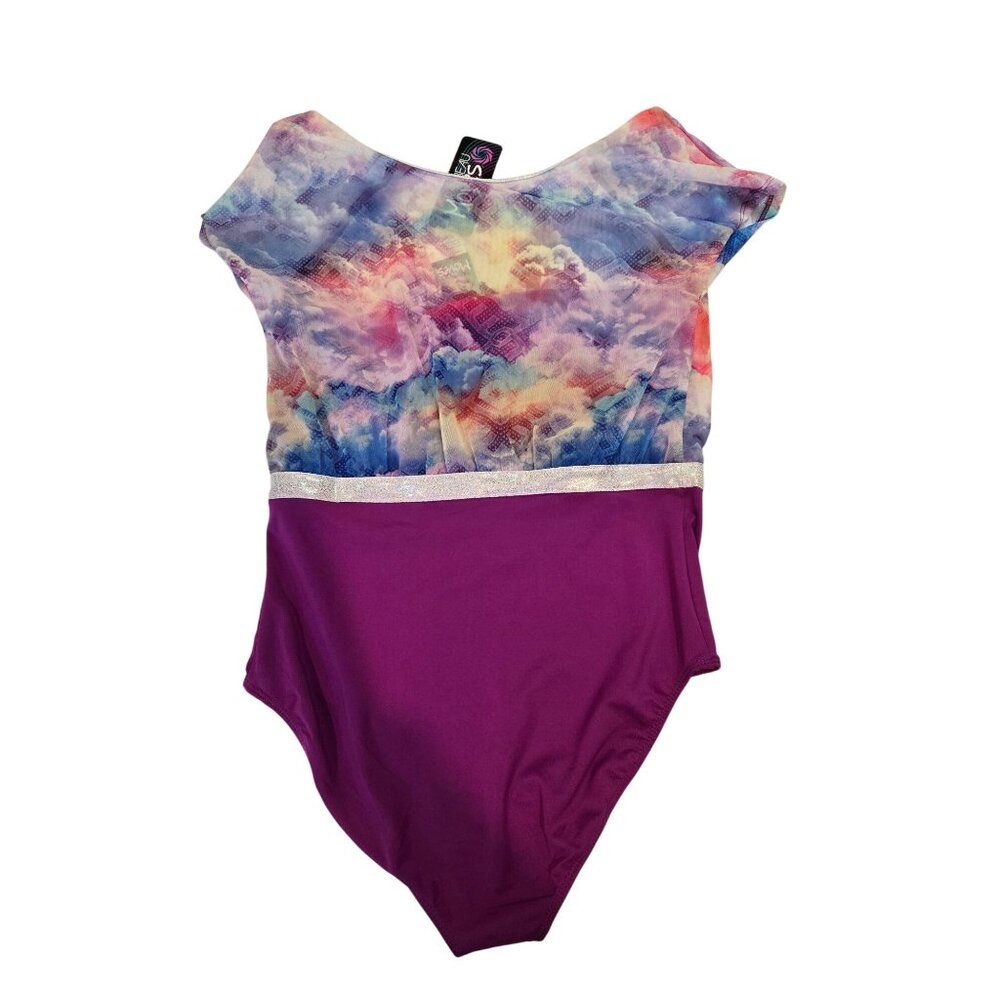 Rainbeau Moves Kids Short Sleeve Keyhole Multicolor Leotard Sz XL - Picture 9 of 9